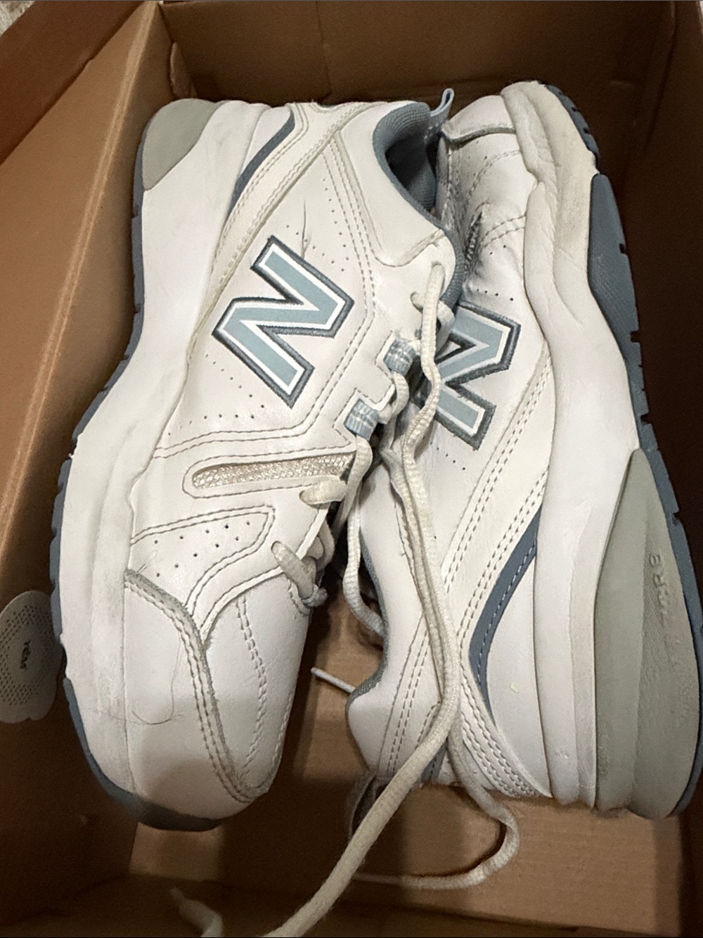 New Balance White and Light Gray Sneakers